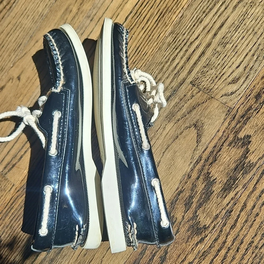 Sperry Black Leather Boat Shoes 6 VGUC